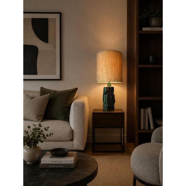 This table lamp by British artist Bernard Rooke is an outstanding collector's item of Brutalist design from the 1960s....