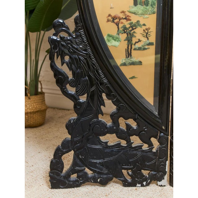 Round Jade Chinese Vintage Carved Screen Room Divider For Sale - Image 11 of 12