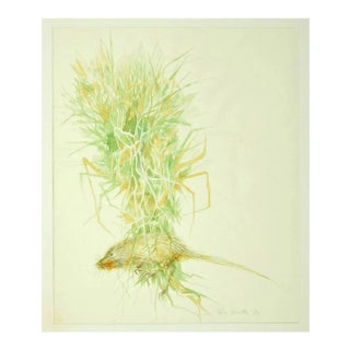 Leo Guida, Flowers Composition, 1971, Original Ink and Watercolor on Paper For Sale