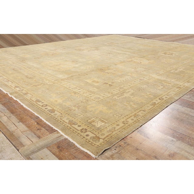 Textile Vintage Modern Earth-Tone Oushak Rug - 11'11 X 14'07 For Sale - Image 7 of 9