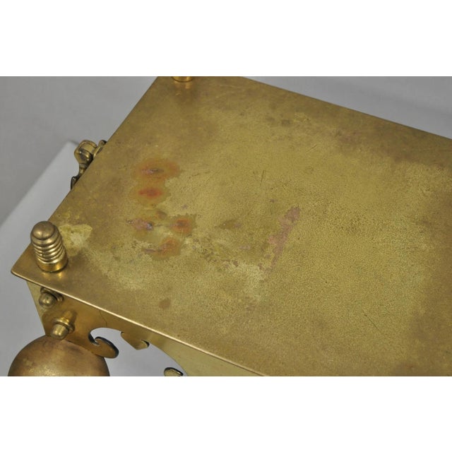 Antique English Victorian Brass Cabriole Leg Fireplace Hearth Footman Trivet For Sale - Image 10 of 11