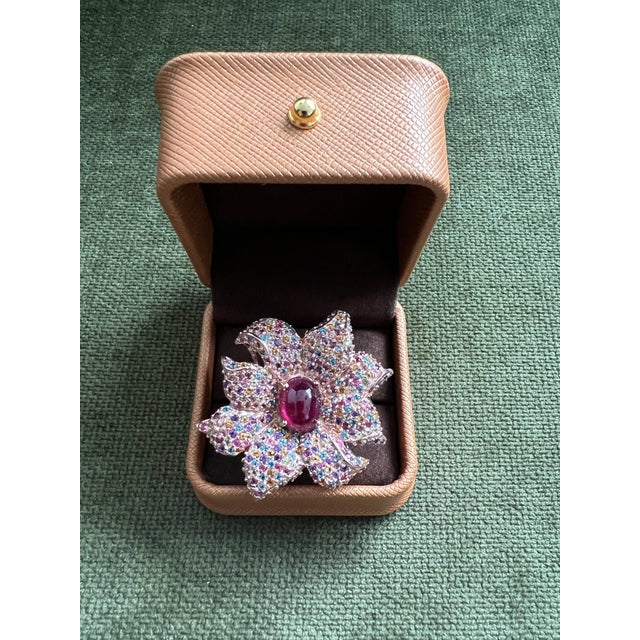 Bochic “Orient” Vintage Ruby & Multi Sapphire Cocktail Ring Set 18K Gold&Silver For Sale - Image 14 of 14