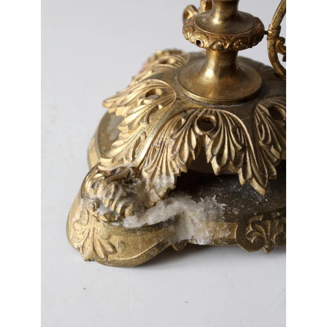 Antique Brass Candelabras Pair For Sale - Image 6 of 13