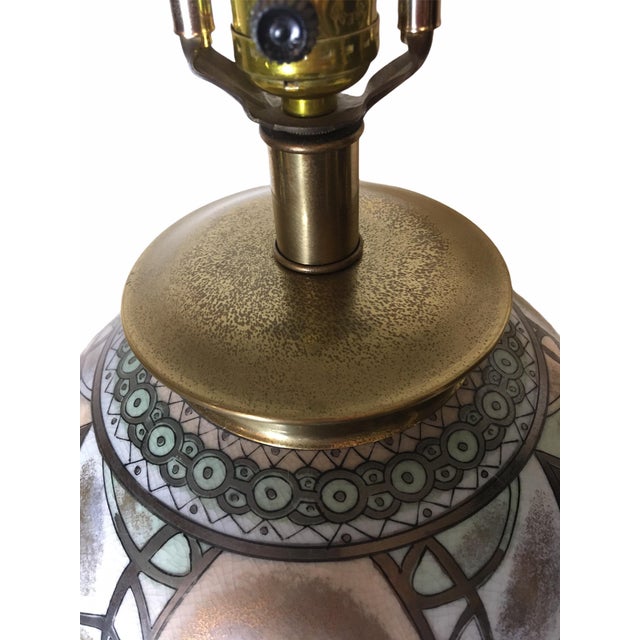Metal Vintage Hand Painted Frederick Cooper Ceramic Table Lamp For Sale - Image 7 of 10