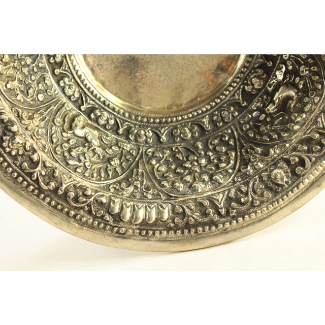 Asian Antique Circa 1900 South East Asia Low Grade Silver Bowl Floral and Zoomorphic Repousse For Sale - Image 3 of 12