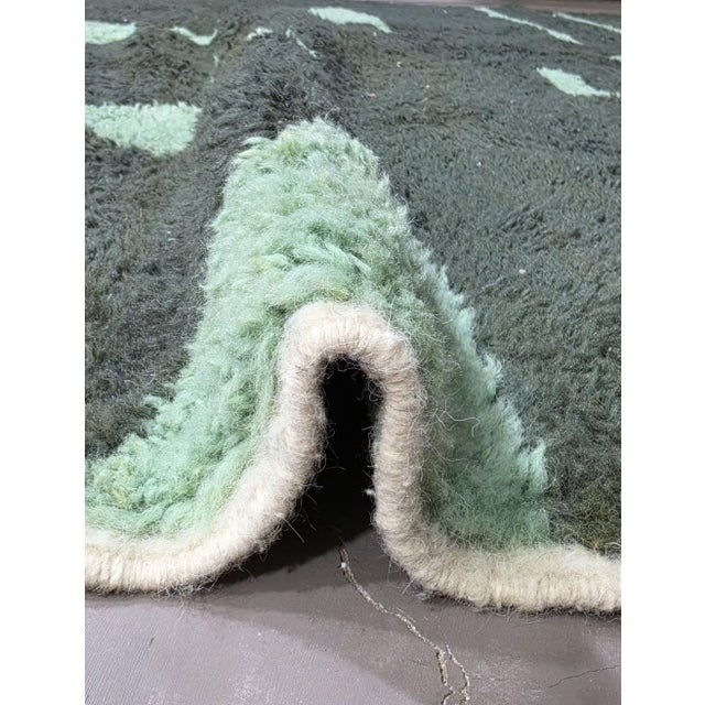 Green Contemporary Moroccan Wool Rug - 9.8 X 8 Ft For Sale - Image 4 of 6