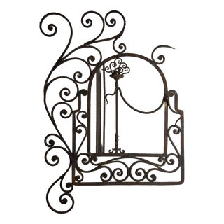 Antique Decorative Wrought Iron Wall Panel, Italy, 1920s For Sale