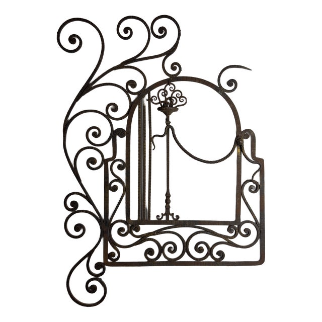 Antique Decorative Wrought Iron Wall Panel, Italy, 1920s For Sale