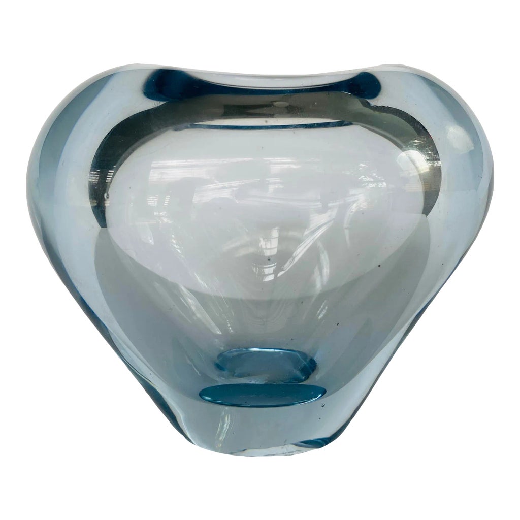 1961 Small Heart-Shaped, Ice Blue Glass by Per Lutken for the