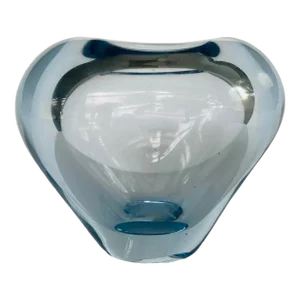 1961 Small Heart-Shaped, Ice Blue Glass by Per Lutken for the Danish Glassworks Holmegaard, Signed