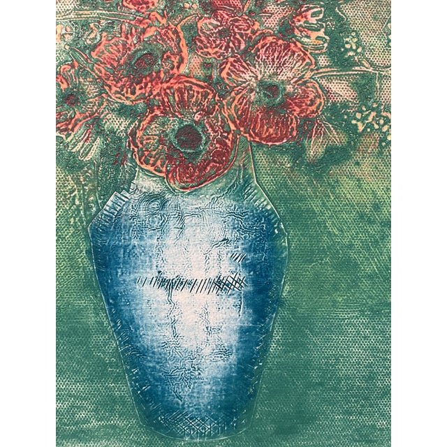 Mid Century Floral Still Life "Les Fleurs" 1976 Ed Ward For Sale In New York - Image 6 of 8
