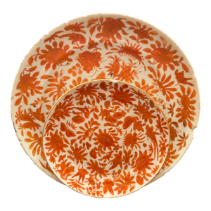 Two Sacred Butterfly Chinese Export Porcelain Plates
