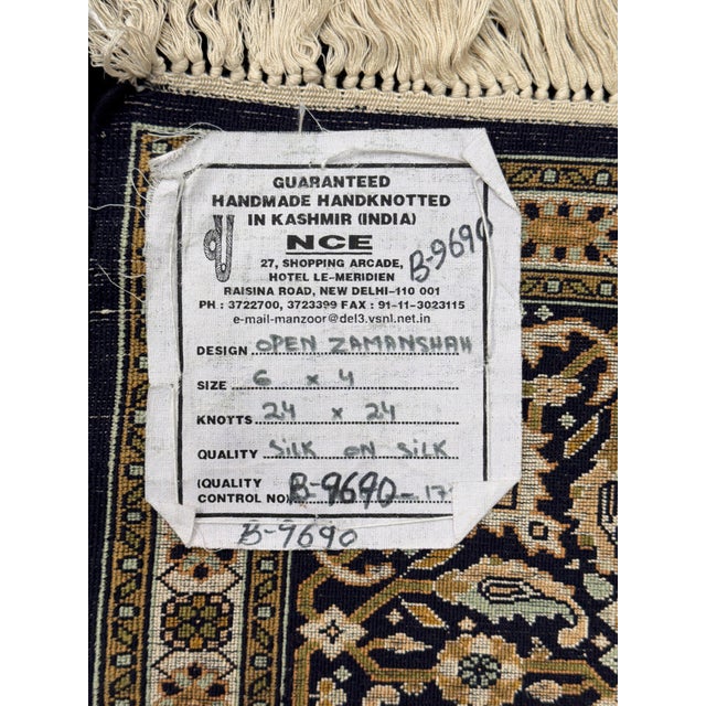 4ft × 6ft 6in Hand Knotted Silk Kashmiri Rug For Sale - Image 12 of 12