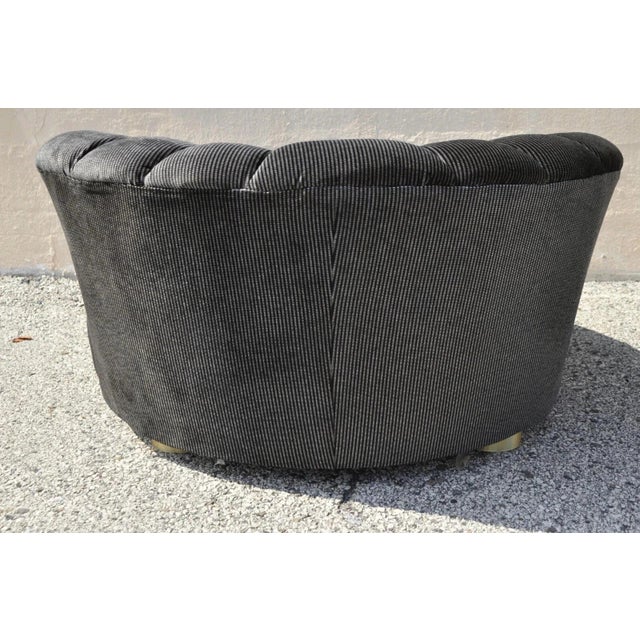 Black Mid Century Modern Large Milo Baughman Style Round Black Club Lounge Chair For Sale - Image 8 of 12