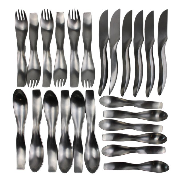 Model 7000 Danube Cutlery by Janos Megyik for Amboss, 1970s, Set of 24 For Sale