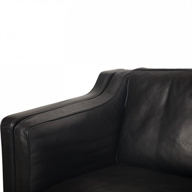 Moel 2213 3-Seater Sofa in Black Leather by Børge Mogensen, 2001 For Sale - Image 3 of 18