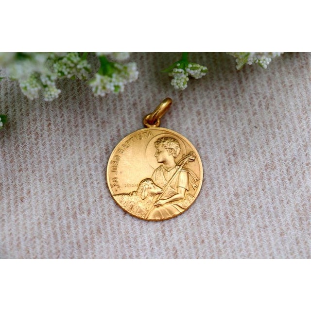 Saint John the Baptist 19.2k Gold Pendant For Sale - Image 5 of 5