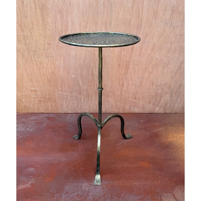 Spanish Hand-Forged Iron Drinks Table With Dark Gold Patina For Sale - Image 9 of 14