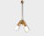 Three-light pendant chandelier produced by the Lamperti company. Lacquered metal and brass frame and conical milk glass...