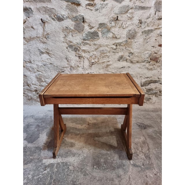 Vintage French Oak School Desk with Hinged Top, 1960s For Sale - Image 12 of 17