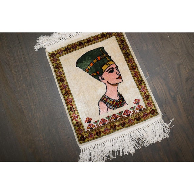 Traditional Egyptian Silk Mini Rug For Sale - Image 3 of 5