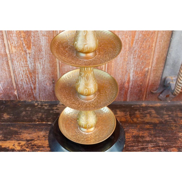 Mid 20th Century Royal Kashmiri Engraved Brass Lamp For Sale - Image 10 of 12