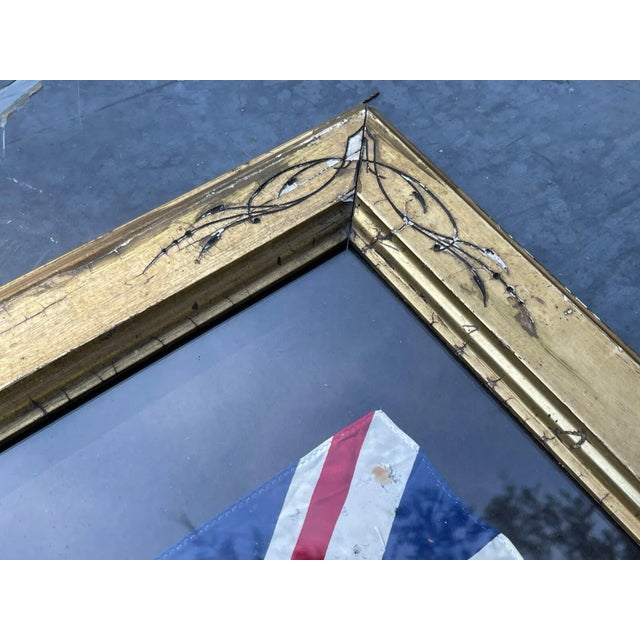 Vintage Silk British Parade Flag in Period Victorian Gold Leaf Frame For Sale In Philadelphia - Image 6 of 8