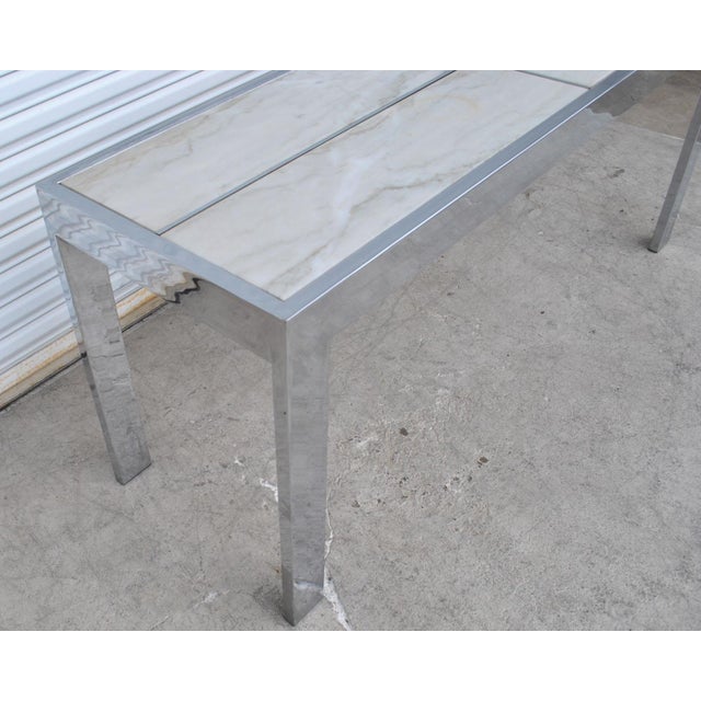 Mid 20th Century Milo Baughman Pace Style Chrome & Marble Console For Sale - Image 5 of 13