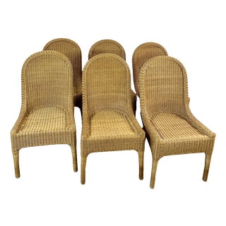 Vintage Chairs in Light Brown Rattan, 1970s, Set of 6 For Sale