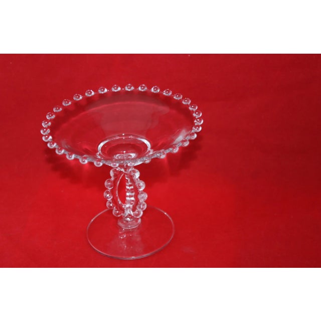 1930s Imperial Glass Candlewick Pattern Clear Crystal Tri Stem Compote Serving Dish For Sale - Image 4 of 10