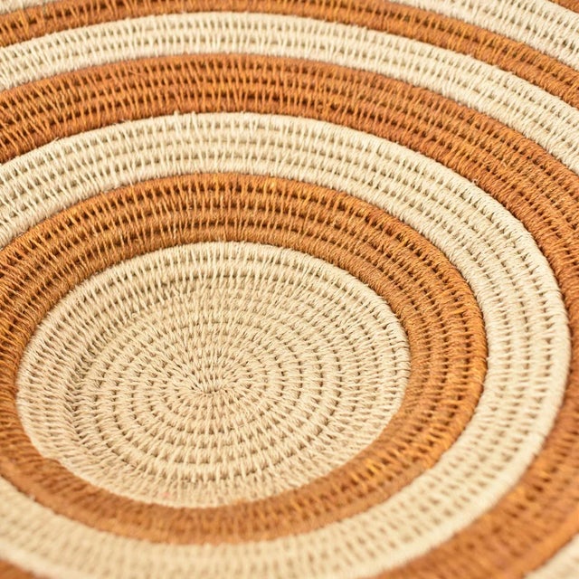 Early 20th Century Sisal Handwoven Basket Brown Striped Eswatini 12inch For Sale - Image 4 of 5