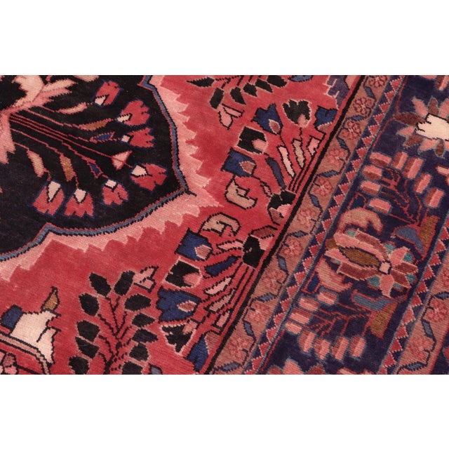 1980s Medallion Persian Tabriz Red/Blue Wool Rug - 7'5'' X 10'3'' For Sale - Image 5 of 10