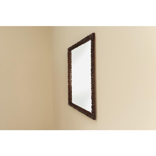 Mid-Century Modern Large Baroque Hand Carved Oak Mirror, France, 1800s For Sale - Image 3 of 11