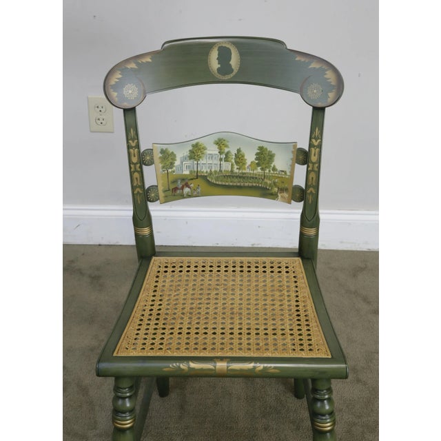 Hitchcock Green Painted "Andrew Jackson's Hermitage" Cane Seat Side