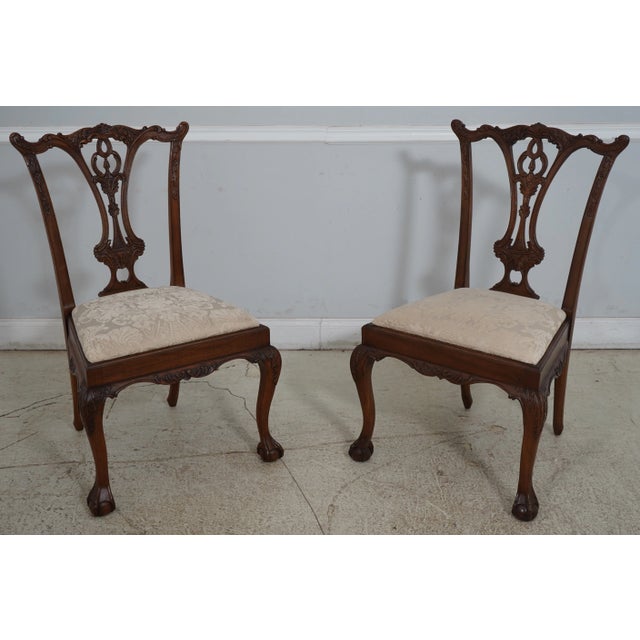 Wood Set of 8 Ej Victor Chippendale Mahogany Dining Room Chairs For Sale - Image 7 of 12