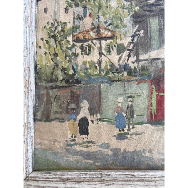 Mid-Century Modern Vintage Paris Street Scene Textured Print of Moulin De La Galette After Maurice Utrillo, Framed For Sale - Image 3 of 9