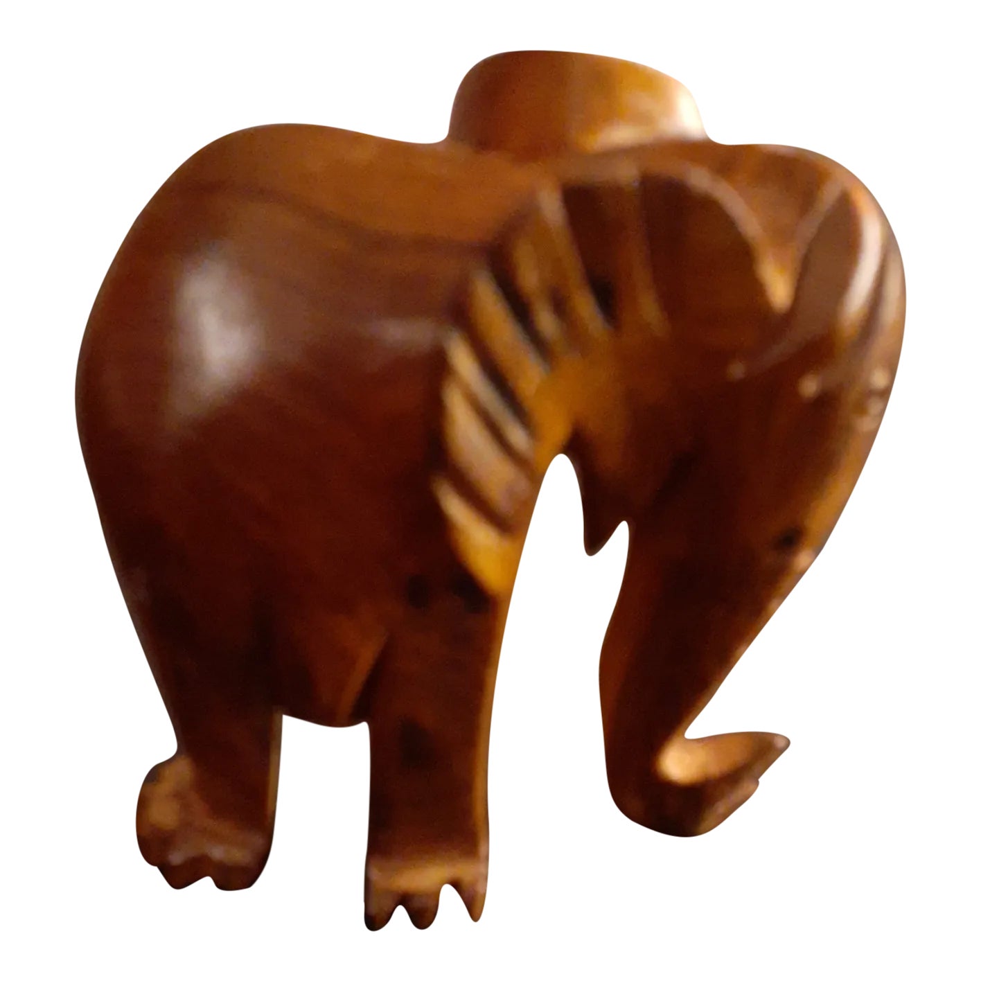 1980s Hand Carved Wooden Elephant Figurine Chairish