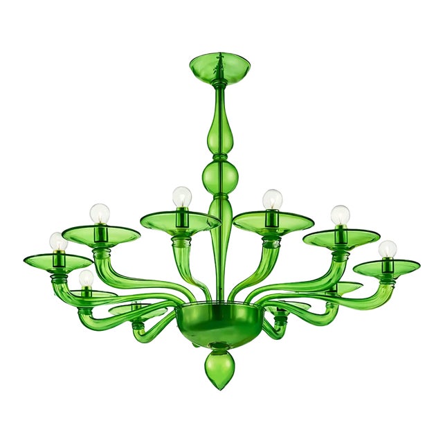 Contemporary Italian Green Murano Style Glass Chandelier For Sale