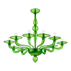 Contemporary Italian Green Murano Style Glass Chandelier