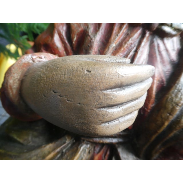 18th Century Spanish Hand Carved Polychromed Saint Statue For Sale - Image 11 of 13