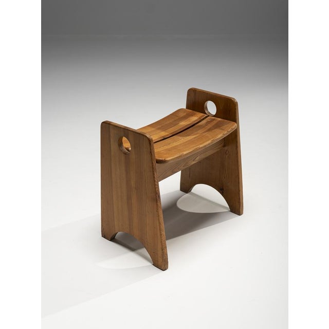 Wooden Stool attributed to Gilbert Marklund for Furusnickarn Ab, Sweden, 1960s For Sale - Image 3 of 9