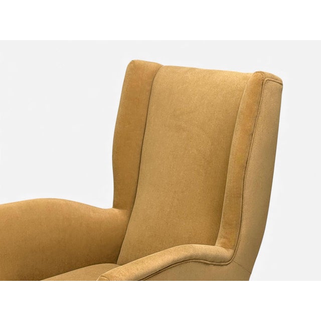Isa Bergamo, Camel Velvet, Bronze, Wingback Chairs, Italy, 1950s For Sale - Image 11 of 14