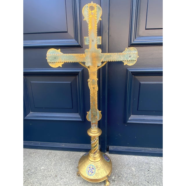 Metal Neo Gothic Altar Crucifix For Sale - Image 7 of 18