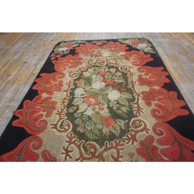 19th Century American Hooked Rug ( 6'2" x 10'6" - 188 x 320 ) For Sale - Image 10 of 12