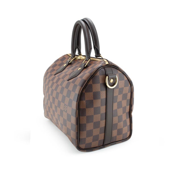 Modern Louis Vuitton Speedy Bandouliere 25 Damier Ebene Coated Canvas Shoulder Tote Bag For Sale - Image 3 of 11