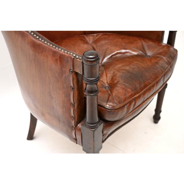 Vintage Georgian Style Leather Armchair, 1930 For Sale - Image 9 of 11