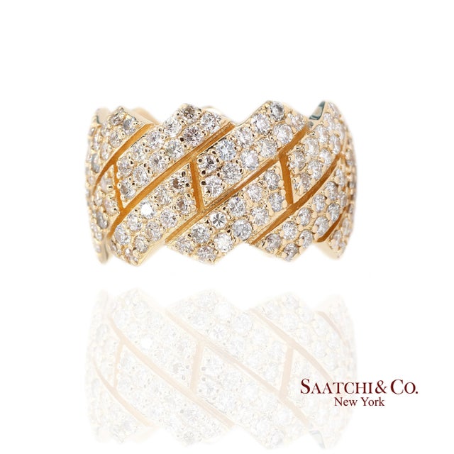 Contemporary 18k (750) Yellow Gold 4.50 Ct Natural Diamond Ring Band For Sale - Image 3 of 8