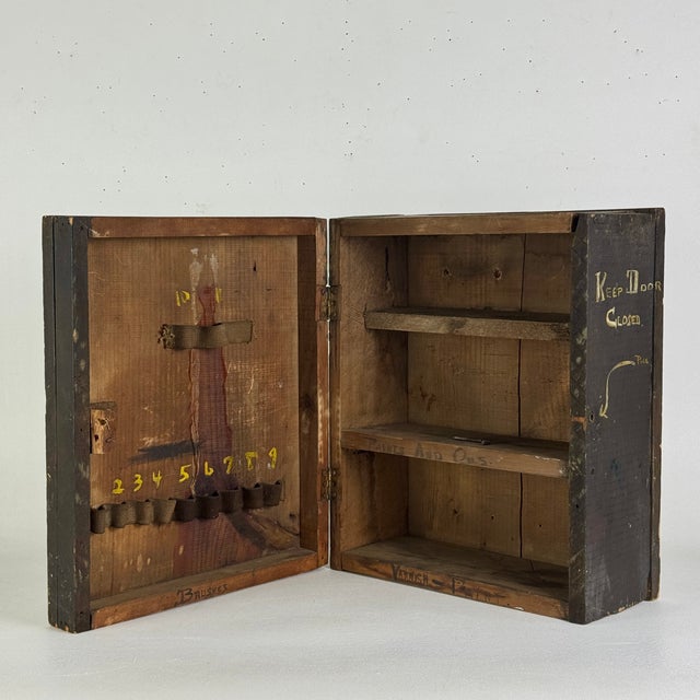 Epic 19th Century Painters Wooden Cupboard Box With Hand Painted Label and Construction For Sale - Image 15 of 17