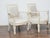 Early 20th Century Pair of French 1920s Painted Armchairs with Carved Details and Linen Upholstery For Sale - Image 5 of 11