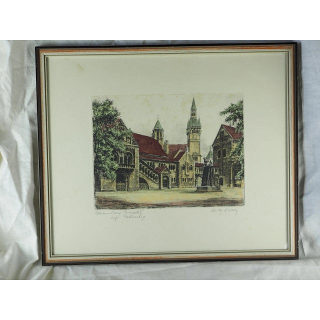 Early 20th Century German Willy Scholtz View of the Burgsplatz in Brunswick Print, Framed For Sale - Image 6 of 12